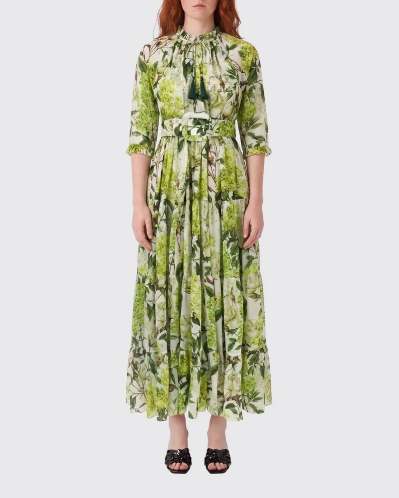 Samantha Sung A-Linien-Midikleid Eden aus Baumwolle mit Blumendruck Grün