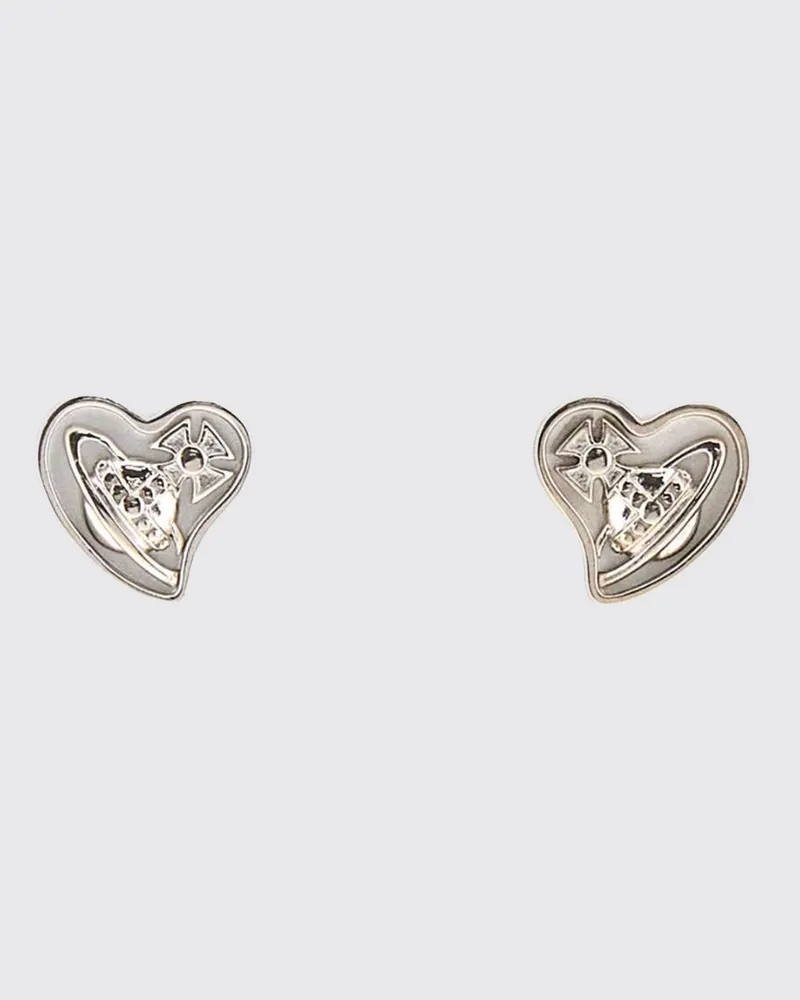 Vivienne Westwood Herzförmige Faye-Ohrringe aus Metall mit Orb-Logo Platinum
