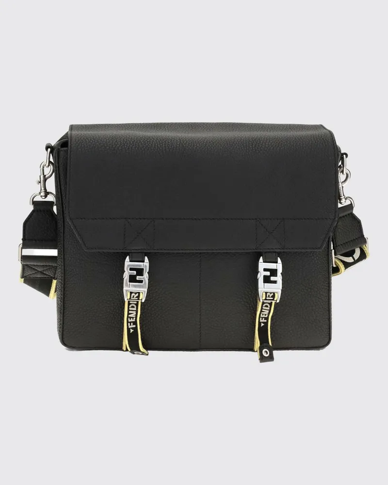 Fendi Flow Umhängetasche aus Kalbsleder mit FF-Monogramm Schwarz
