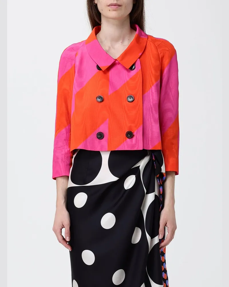 Dries van Noten Zweireihiger Trenchcoat aus Baumwollmischung Fuchsia