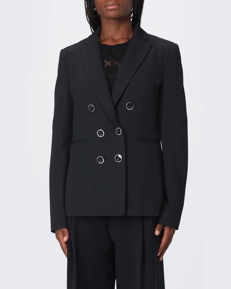 Pinko Kurzer zweireihiger Crêpe-Blazer Alexia mit Reverskragen Schwarz