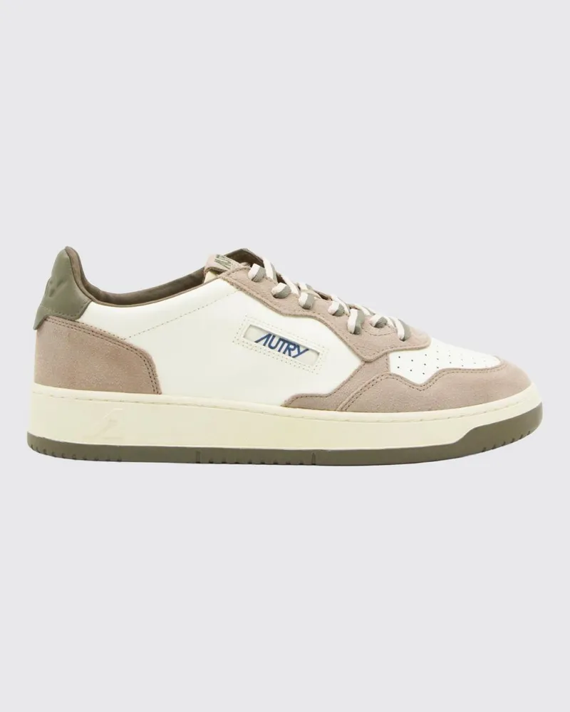 AUTRY Medalist Low Top Sneakers aus zweifarbigem Leder und Wildleder Grün
