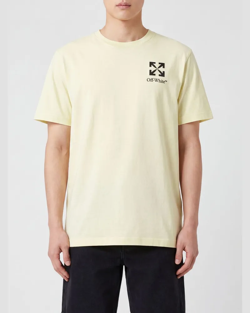 OFF-WHITE Baumwoll-T-Shirt mit Arrow-Logo Gelb