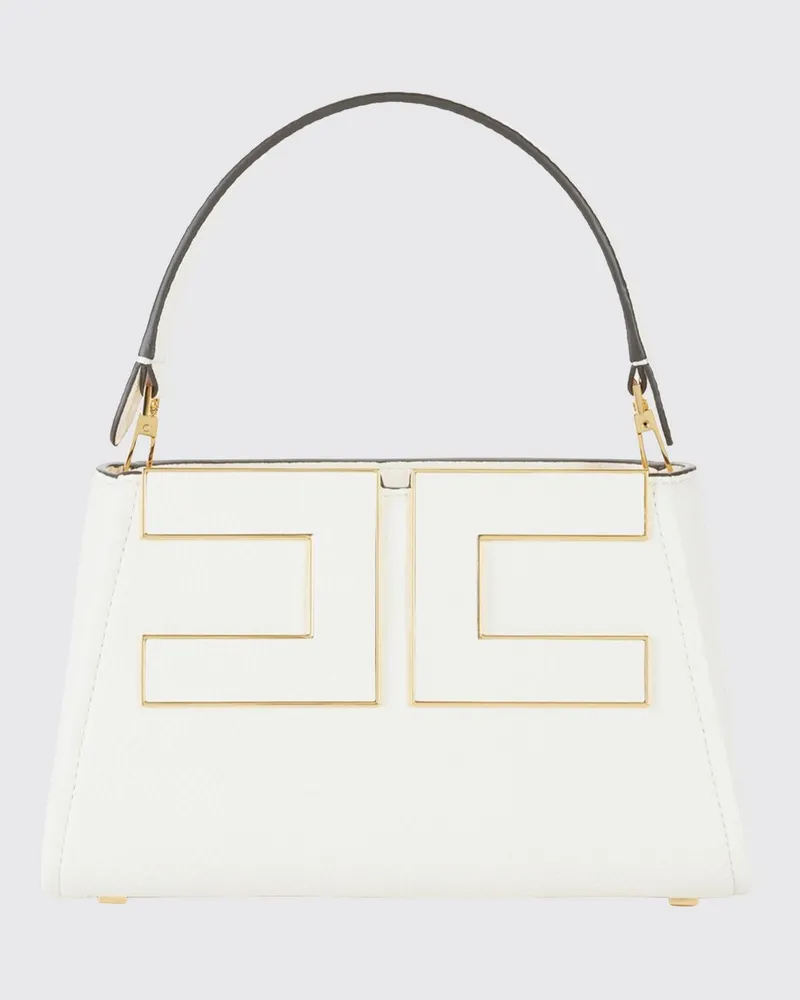 Elisabetta Franchi Kleine ausgestellte Tote-Bag von mit Metall-Logo Weiß