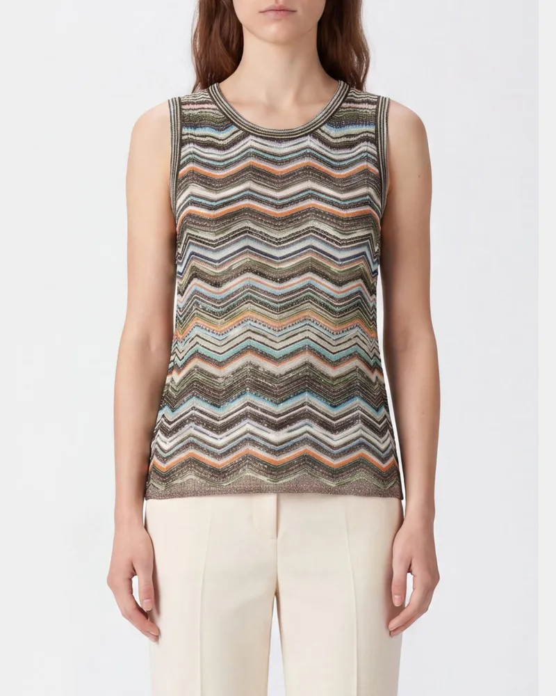 Missoni Schulterfreies Stricktop aus Viskosemischung mit Zickzackmuster Bunt
