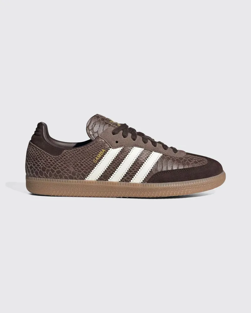 adidas Samba OG Leder-Sneaker mit Python-Print und 3-Streifen Braun