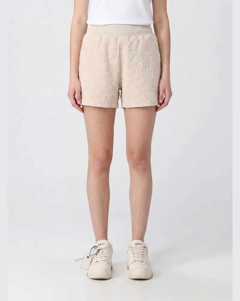 OFF-WHITE Baumwollshorts mit Jacquard-Monogramm und elastischem Bund Beige
