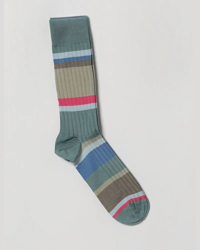 Paul Smith Mehrfarbig gestreifte gerippte Socken aus Bio-Baumwolle Blau