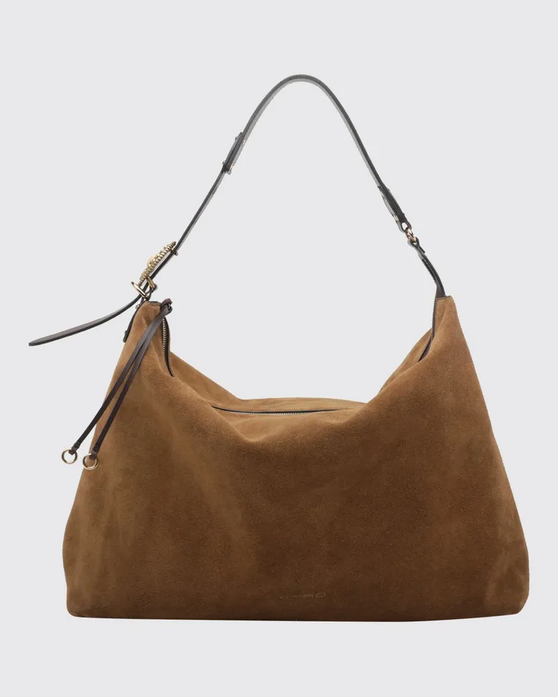 Etro Rosette Schultertasche von aus Velourskalbsleder mit verstellbarem Henkel Braun