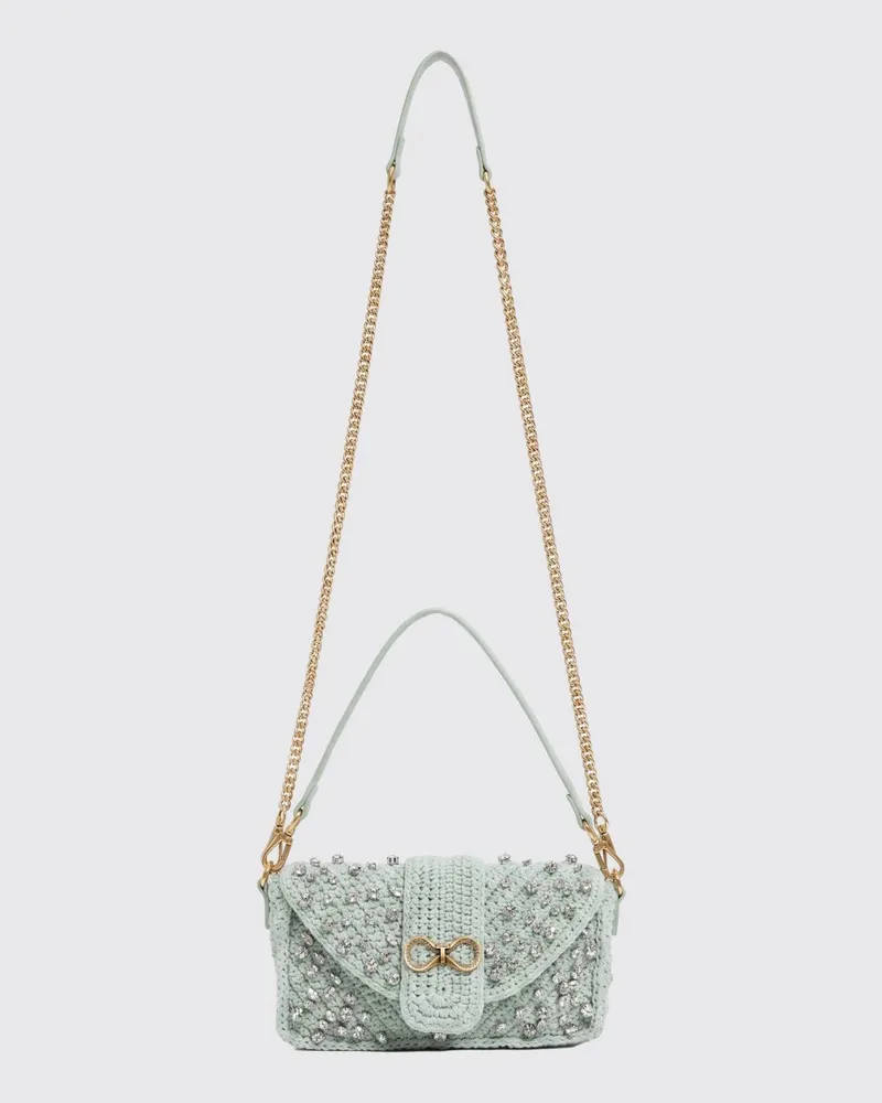 Twin-Set Häkel-Baumwolltasche mit Strasssteinen Wasser