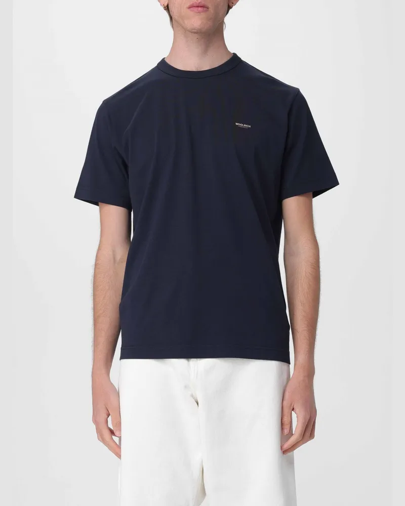 Woolrich Rundhals-T-Shirt mit Logo Blau