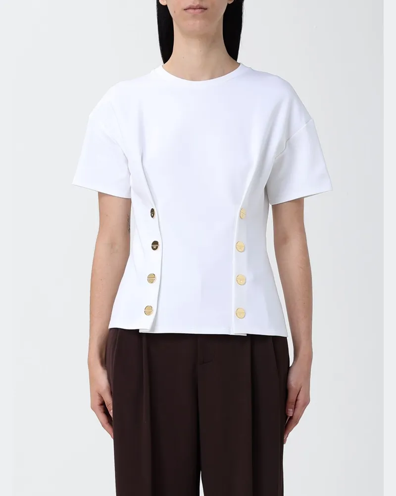 Elisabetta Franchi Kurzarm T-Shirts aus Baumwollmischung Weiß