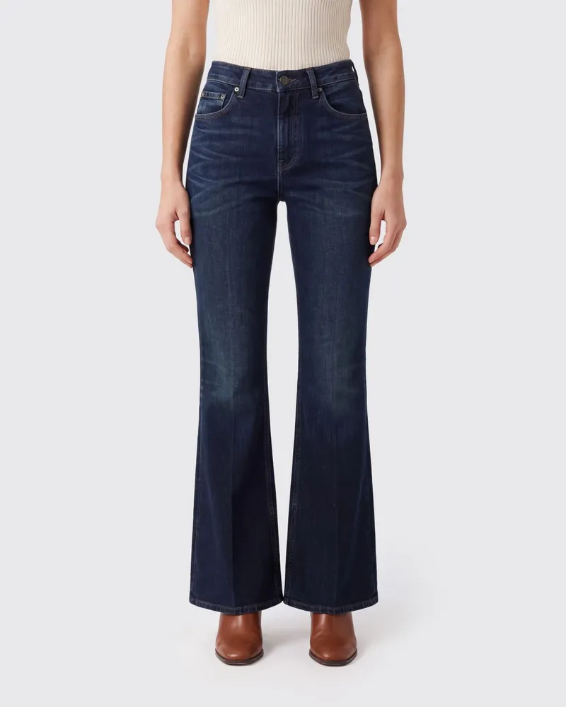 Haikure Flora High-Waist Flared Slim-Fit Jeans aus Baumwolldenim Schwarz