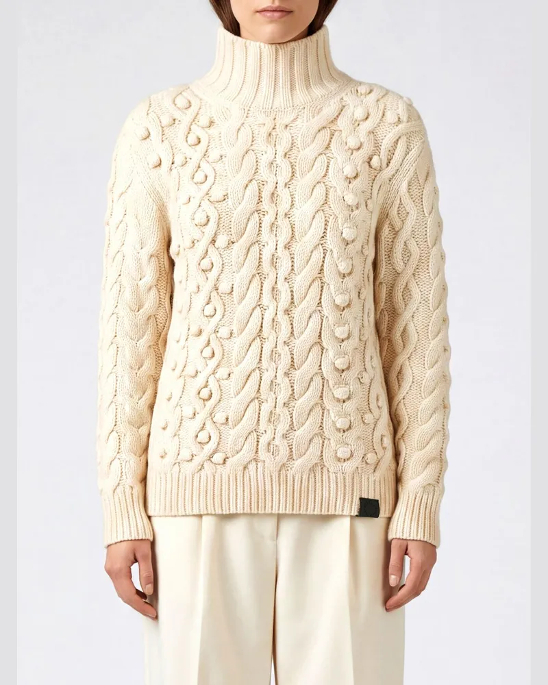 Stella McCartney Rollkragenpullover aus reiner Schurwolle mit Rippbündchen Weiß