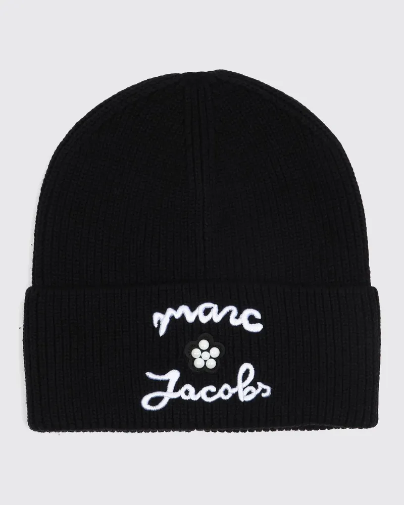 Marc Jacobs Baumwoll-Beanie für Mädchen mit gesticktem Logo Schwarz