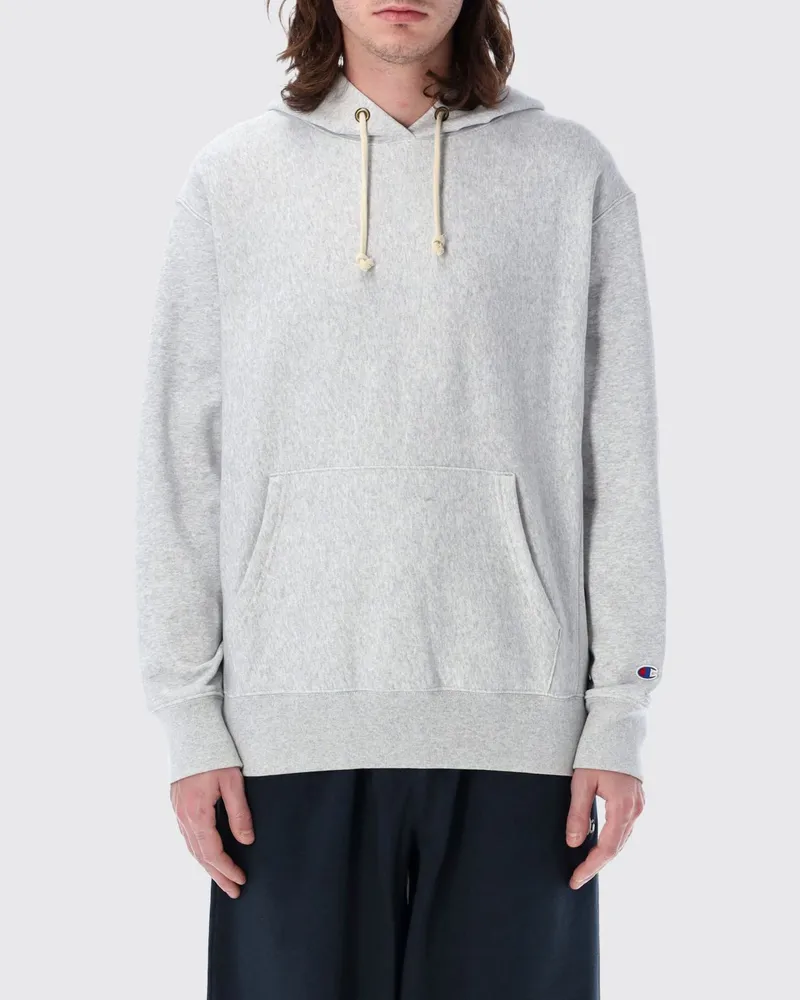 Champion Baumwoll-Hoodie mit Kängurutasche und Kordelzug Grau