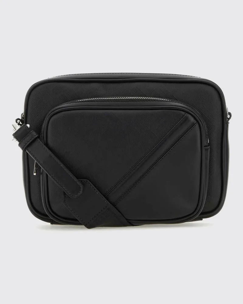 Fendi Duo Kamera-Tasche aus Leder mit geprägtem Logo und verstellbarem Riemen Schwarz