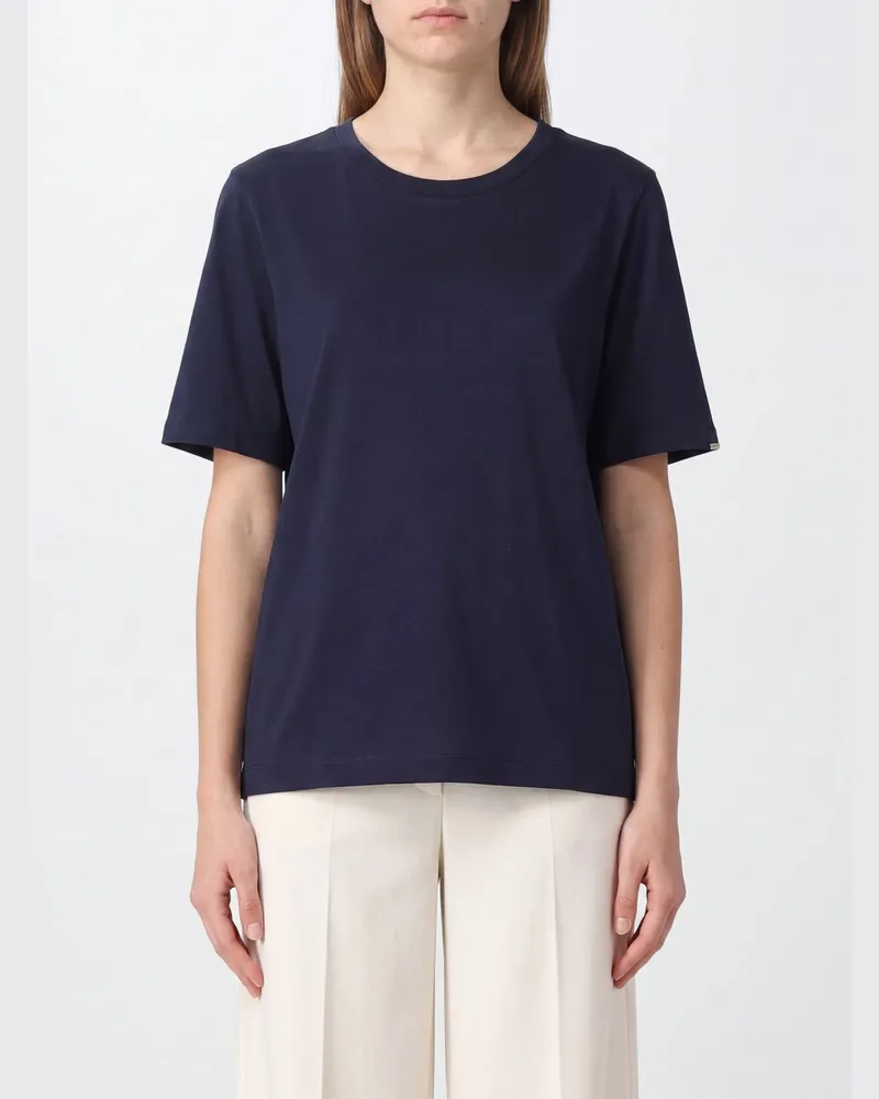 Herno Kurzarm-T-Shirt mit Rundhalsausschnitt aus reiner Baumwolle Blau