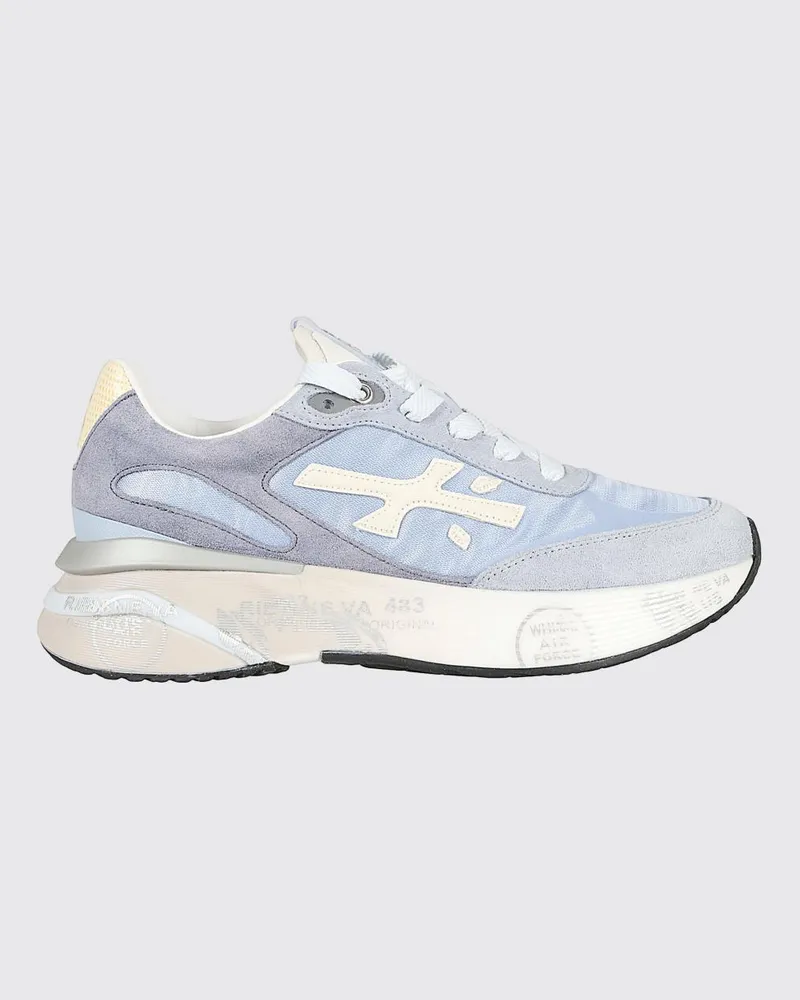 Premiata Moerund Sneakers aus laminiertem Leder und Mesh Hellblau