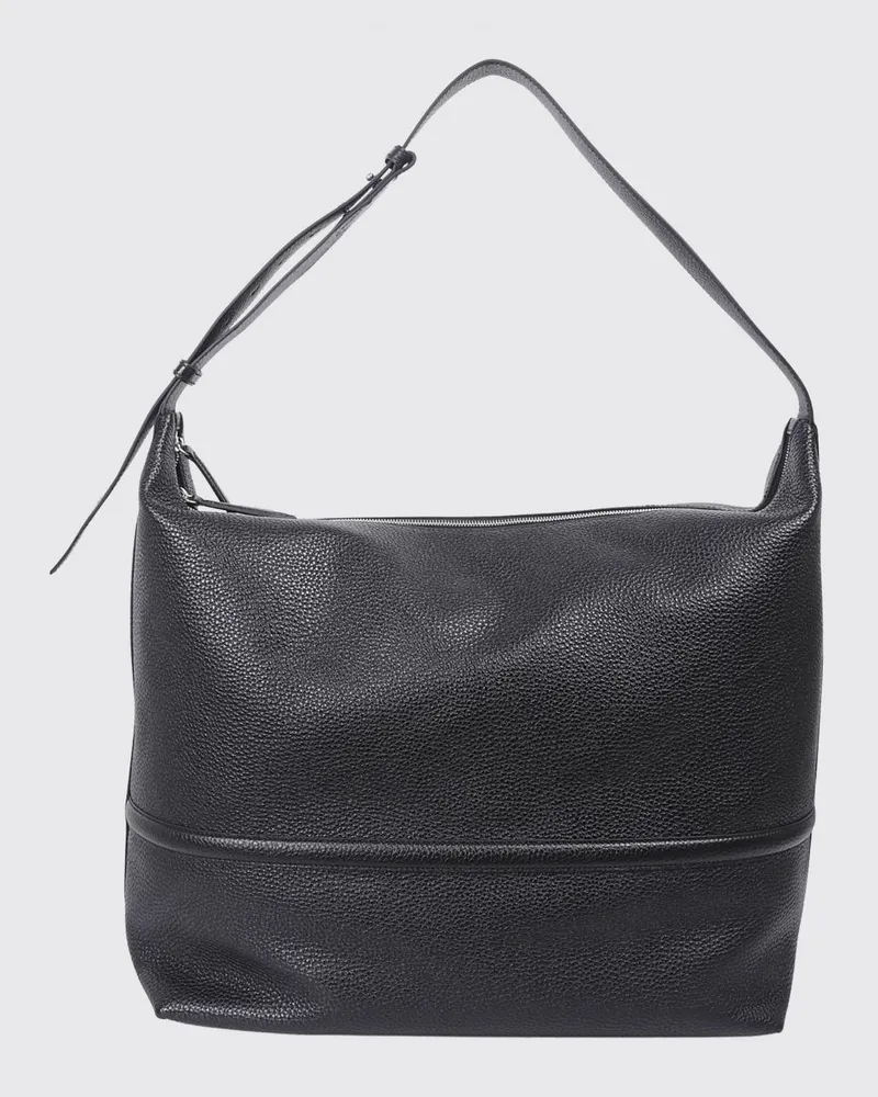 Dries van Noten Schultertasche aus genarbtem Kalbsleder mit Reißverschluss Schwarz