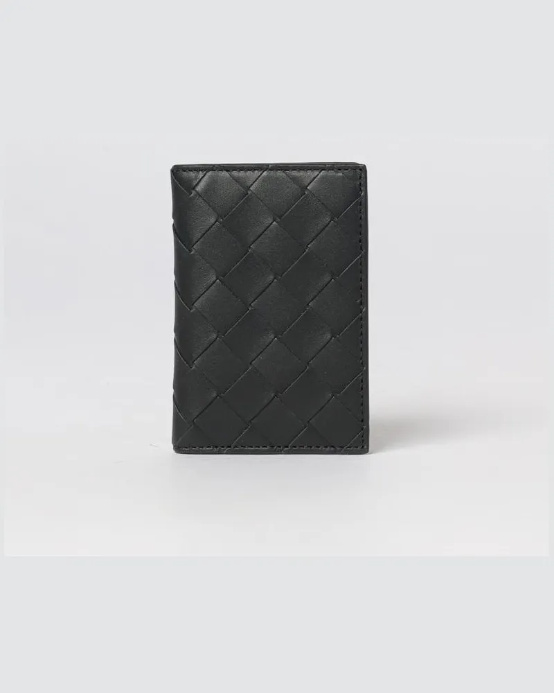 Bottega Veneta Bifold-Kartenetui von aus geflochtenem Intrecciato-Kalbsleder Schwarz