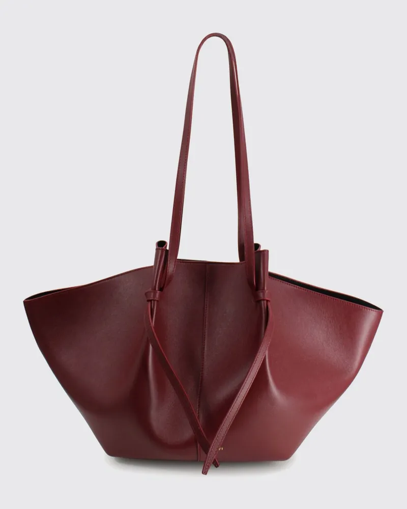 YUZEFI Large Mochi Tasche aus genarbtem Leder Burgunderrot