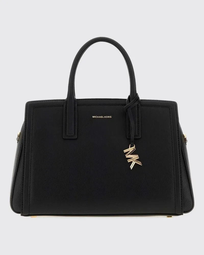 Michael Kors Laila Handtasche aus genarbtem Leder mit doppeltem Griff und Riemen Schwarz