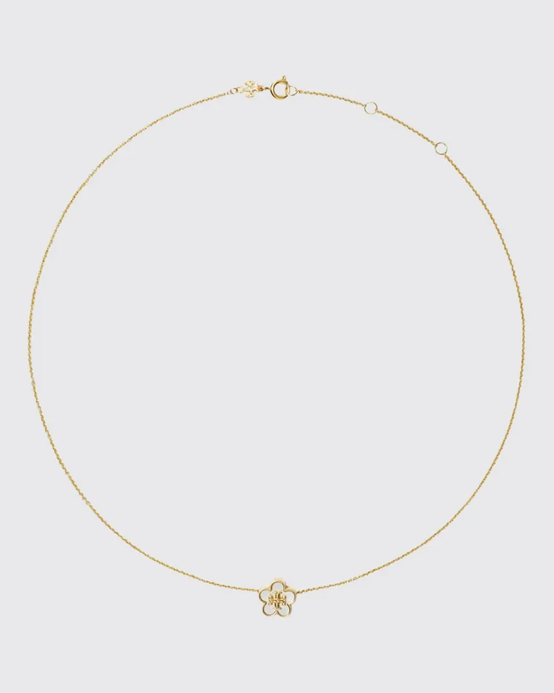 Tory Burch Forget Me Not Halskette von aus vergoldetem Messing mit Perlmuttblume Stahl
