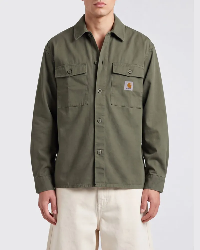 Carhartt WIP Hemdjacke Kelly aus Baumwolle mit aufgesetzten Taschen Grün