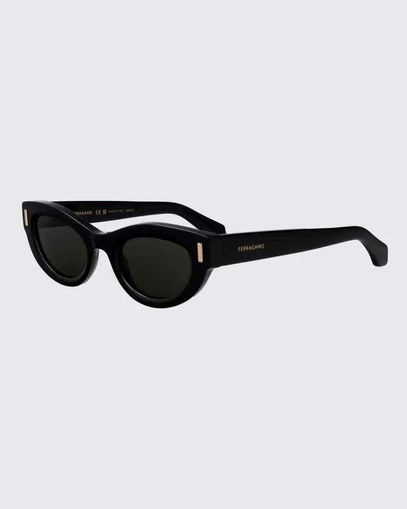 Ferragamo Ovale Cat-Eye-Sonnenbrille von aus Acetat mit Logo-Schriftzug Schwarz