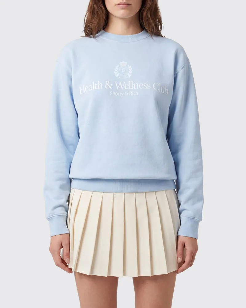 SPORTY & RICH SPORTY  RICH Sporty & Rich Sweatshirt aus Baumwolle in Relaxed Fit mit Kontrast-Logo Hellblau
