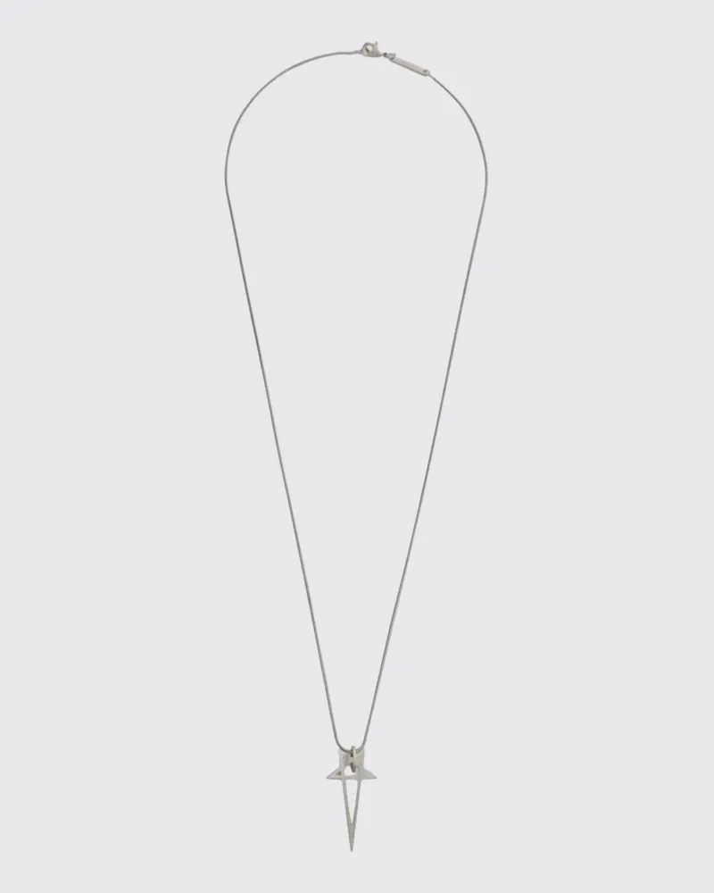 Rick Owens Pentagram-Halskette aus verchromtem Messing mit verschiebbarem Sternanhänger Silber