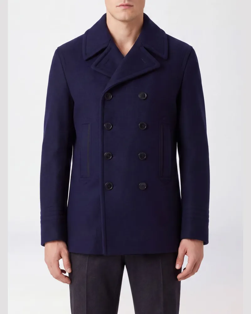 Tom Ford Zweireihiger Caban aus reiner Wolle mit fallendem Revers Navy