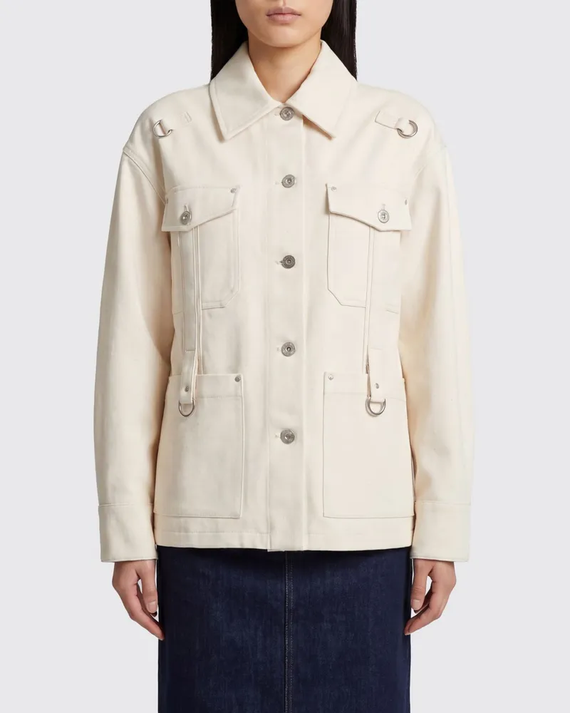 Durazzi Milano Slim-Fit Hemdjacke von aus Baumwolle mit Metallring-Detail Beige