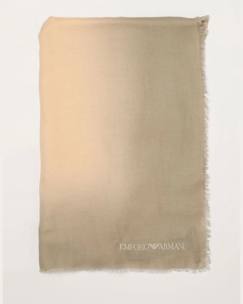 Emporio Armani Schal aus Kaschmirmischung mit abstraktem Muster und Fransen Beige