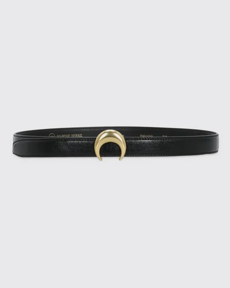 Marine Serre Ledergürtel mit Crescent Moon Monogramm-Schnalle Schwarz