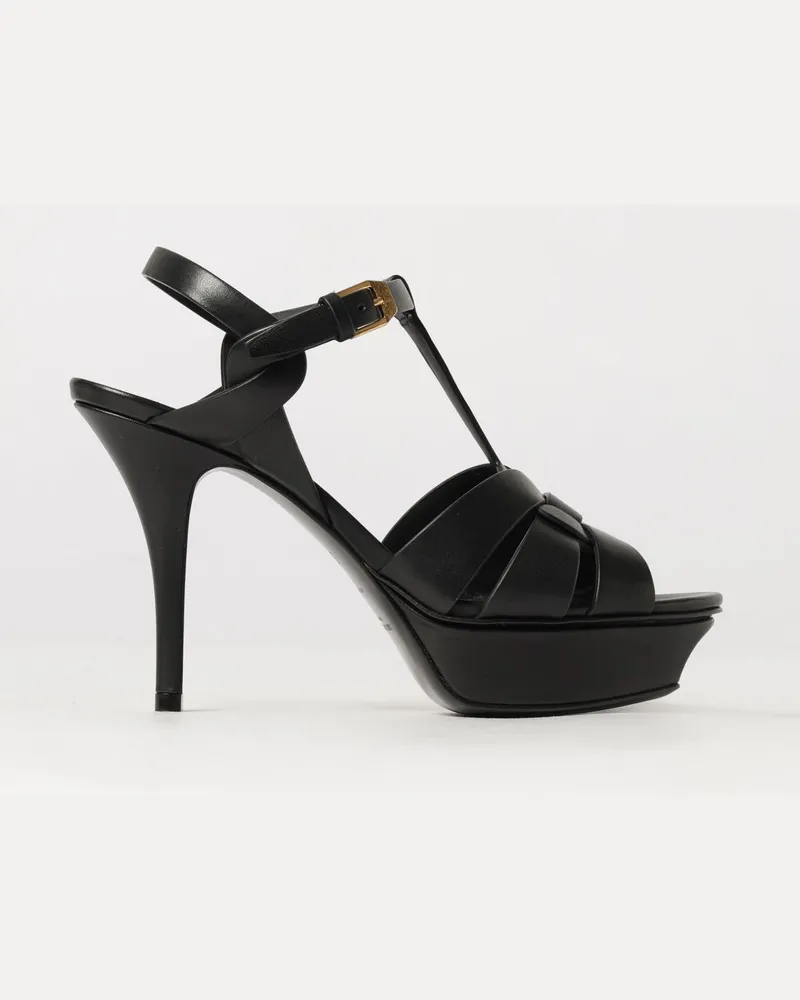 Saint Laurent Plateausandalen aus Kalbsleder mit hohem Stilettoabsatz Schwarz