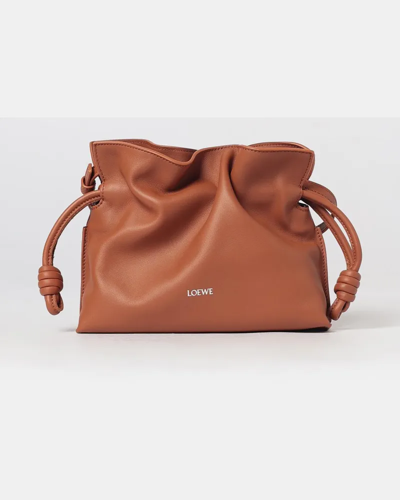 Loewe Flamenco Mini-Beuteltasche aus Kalbsleder mit Kordelzug Earth