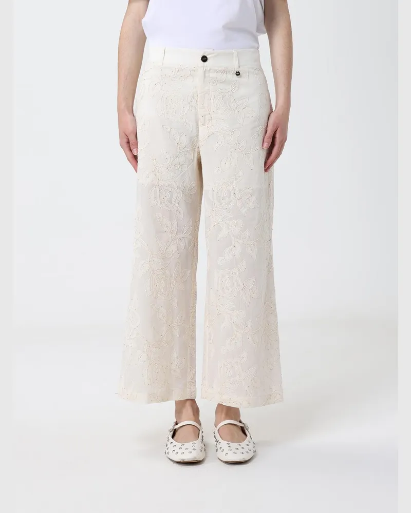 Liu Jo Gecroppte Baumwollhose mit Blumenprint Natural