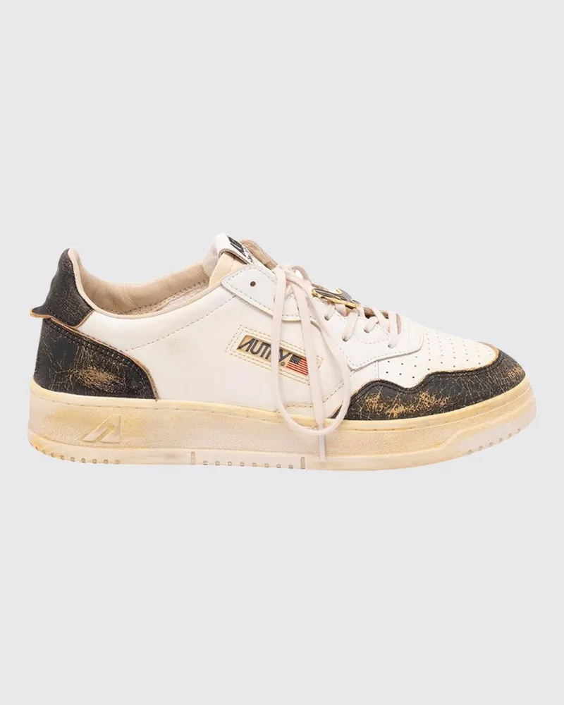 AUTRY Medalist Low Super Vintage Sneakers aus Kalbsleder mit Used-Effekt Ecru