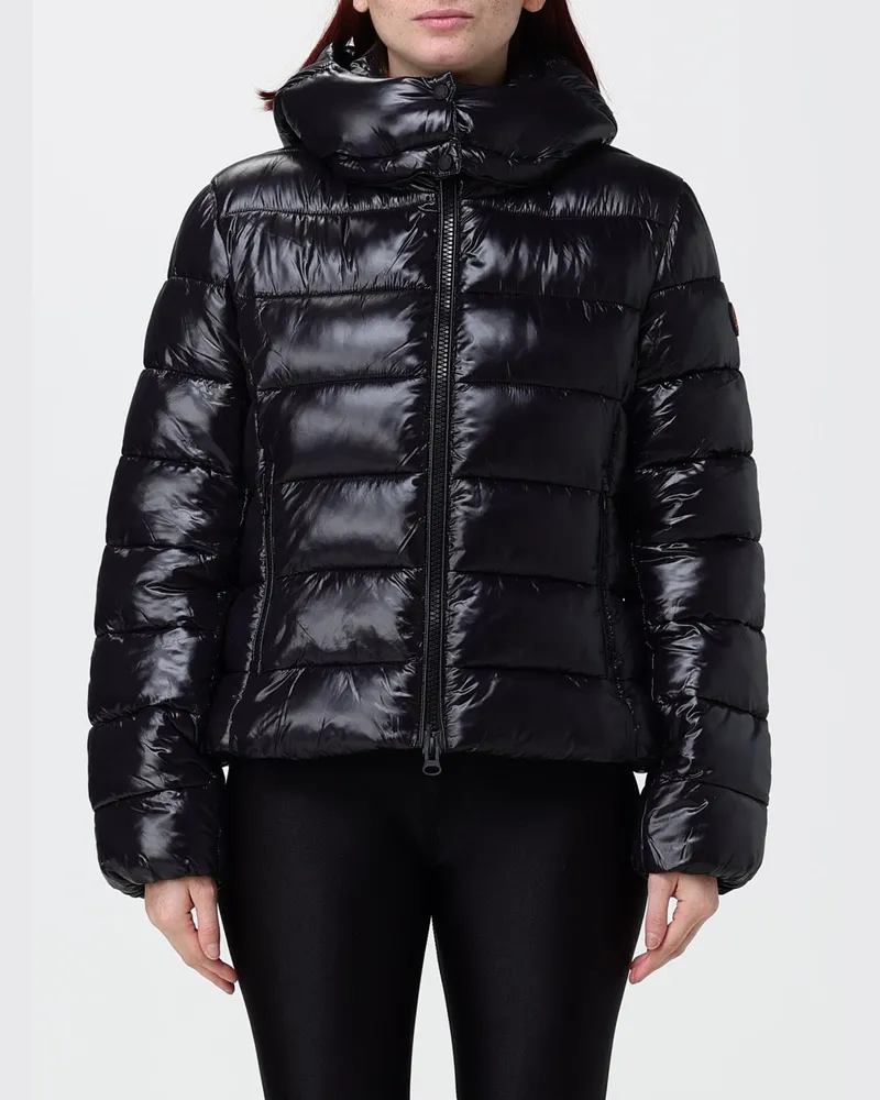 Save The Duck Kurze gesteppte Nylon-Daunenjacke Cosmary von mit Kapuze Schwarz