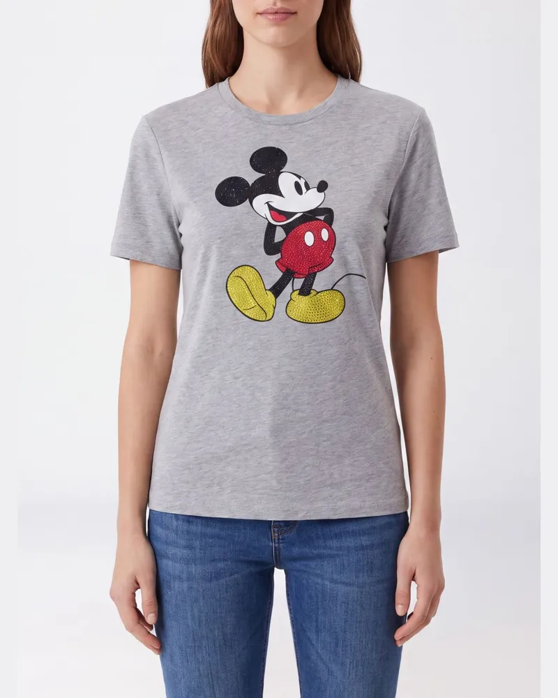 Liu Jo Baumwoll-T-Shirt mit kontrastierendem Disney-Print Grau