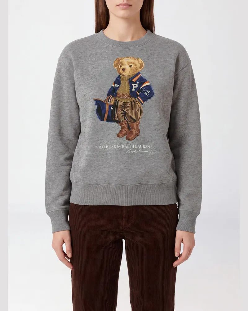 Ralph Lauren Rundhals-Sweatshirt aus Baumwolle mit Teddybär-Print Grau