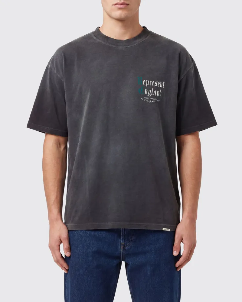 REPRESENT T-Shirt mit Rundhalsausschnitt aus Bio-Baumwolle und Hanf mit Kontrast-Logo Schwarz