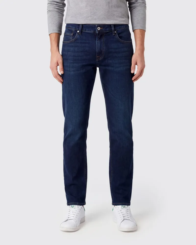 7 for all mankind Jeans The Straight aus Baumwoll-Leinen-Denim Denim