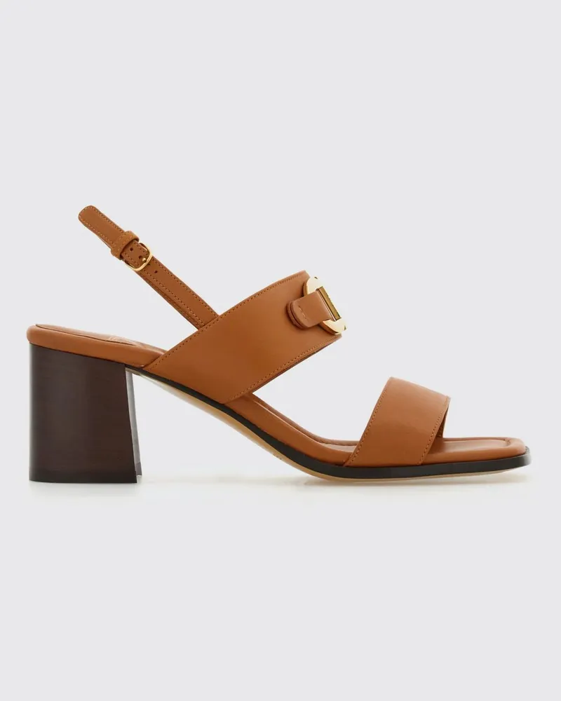 Ferragamo Gancini-Logo Slingback-Sandalen aus Kalbsleder mit Blockabsatz Braun