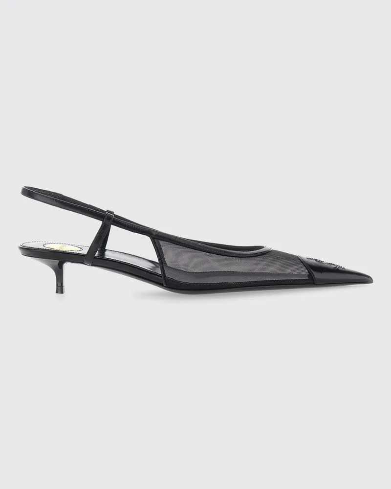Saint Laurent Gaspar Slingback-Pumps aus Netz-Nylon mit niedrigem Absatz Schwarz