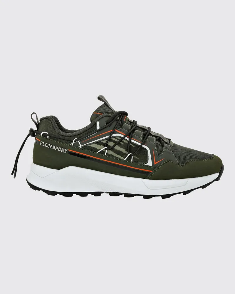Philipp Plein Gestreifte Low-Top-Sneakers aus Mesh mit Kordelzug und Logo Grün