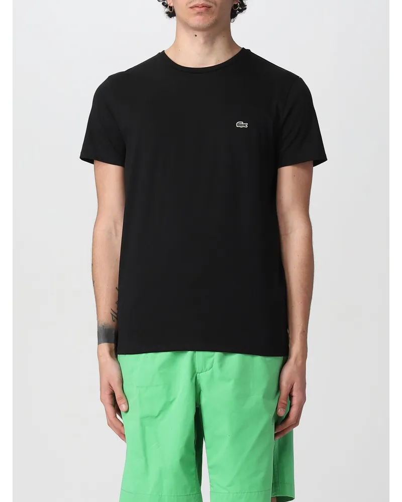 Lacoste Baumwoll T-Shirt mit Mini Logo Schwarz