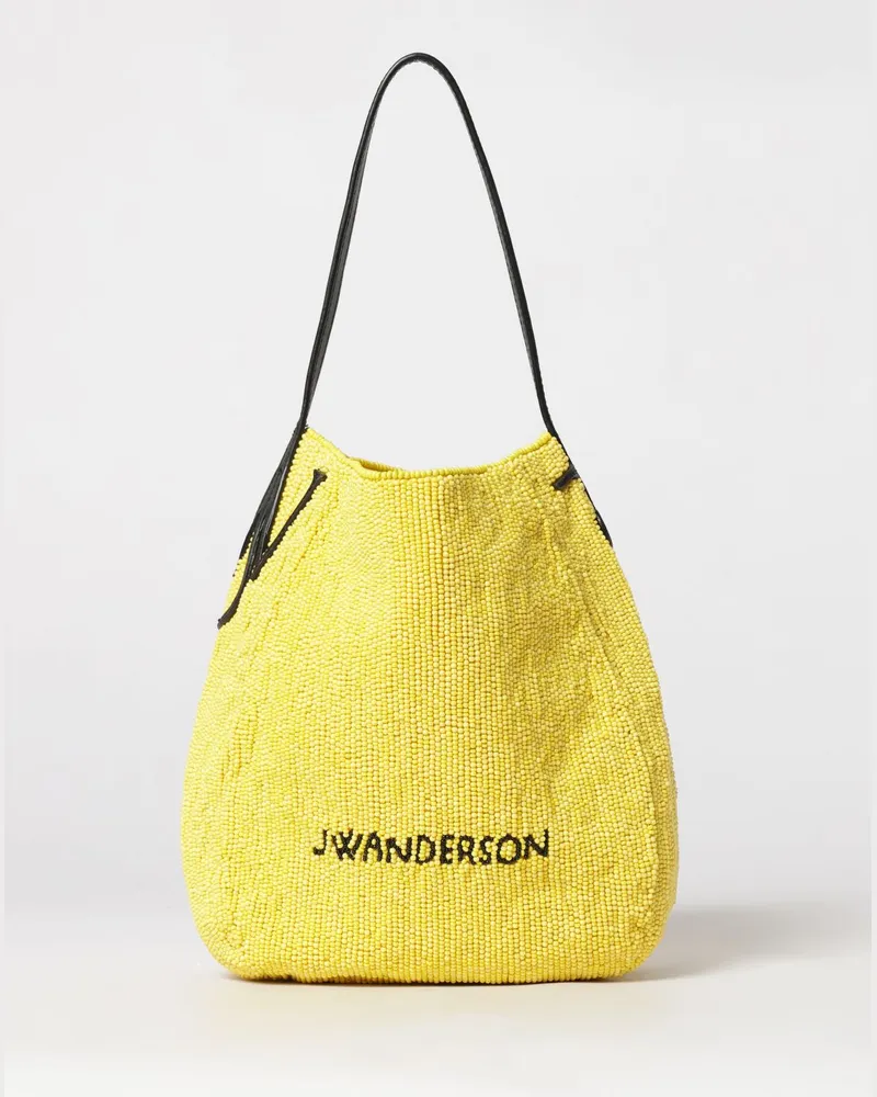 J.W.Anderson Bulb Schultertasche aus Stoff, vollständig mit Perlen verziert Gelb